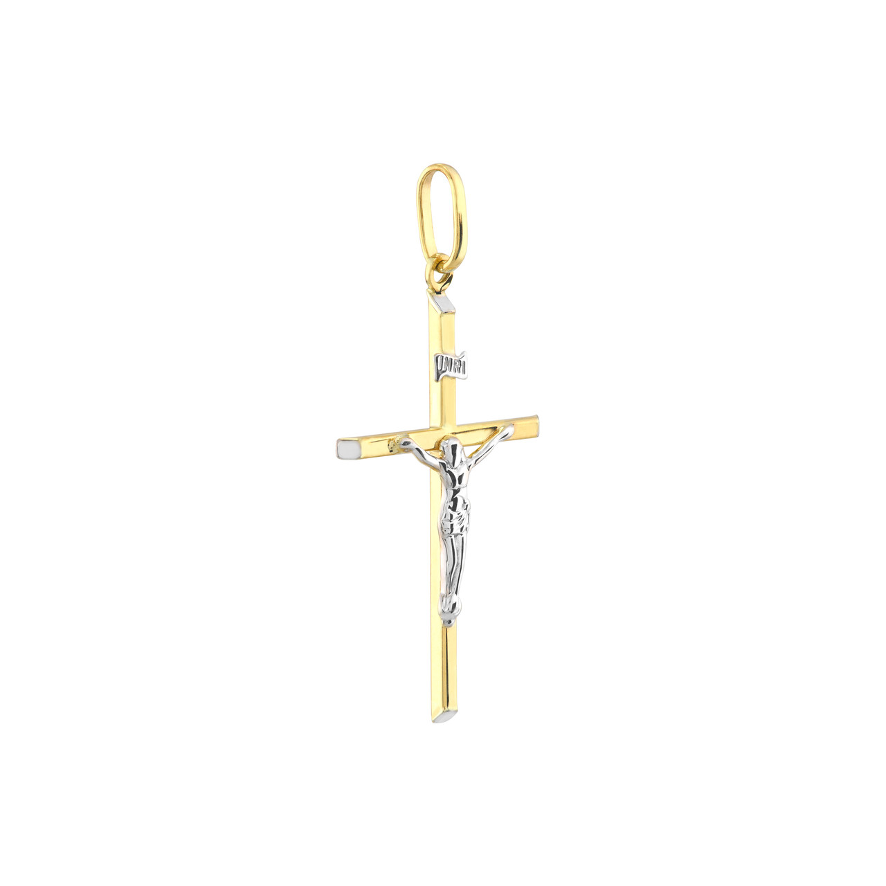 Two Tone Diamond Cut Crucifix Pendant