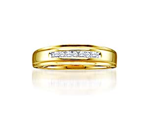 Mens 7 Stone Diamond Fashion Band<br> .08 Carat Total Weight