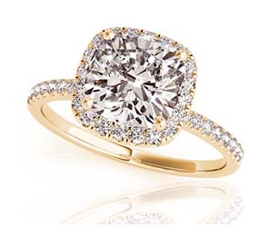 Frosted Acute Cushion Halo Diamond Ring
