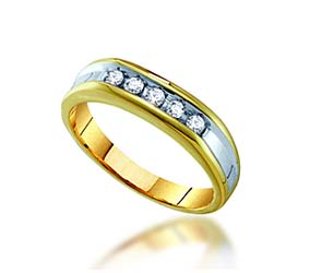 Mens 5 Stone Channel Set Band<br> 1/4 Carat Total Weight