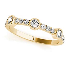 3 Stone Bezel Diamond Stackable Ring