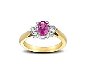 Genuine Pink Sapphire and Diamond Ring