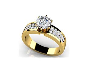 Channel Set 6 Prong Center Stone Engagement Ring