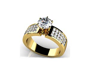 Triple Channel 6 Prong Engagement Ring