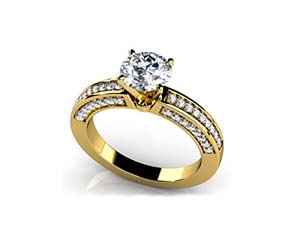 Vintage Look Side stone Engagement Ring